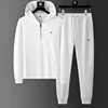 Minglu Hooded Bee Printed Men's Sets Luxury Spring Autumn Solid Color Male Sweatshirt Elastic Waist Man Pants Tracksuit 1
