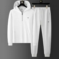 Minglu Hooded Bee Printed Men's Sets Luxury Spring Autumn Solid Color Male Sweatshirt Elastic Waist Man Pants Tracksuit 1
