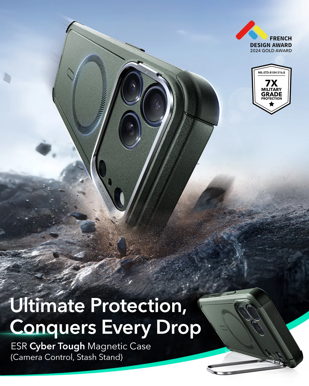 Enhanced Military-Grade Protective Magnetic Phone Case with Camera Control Button