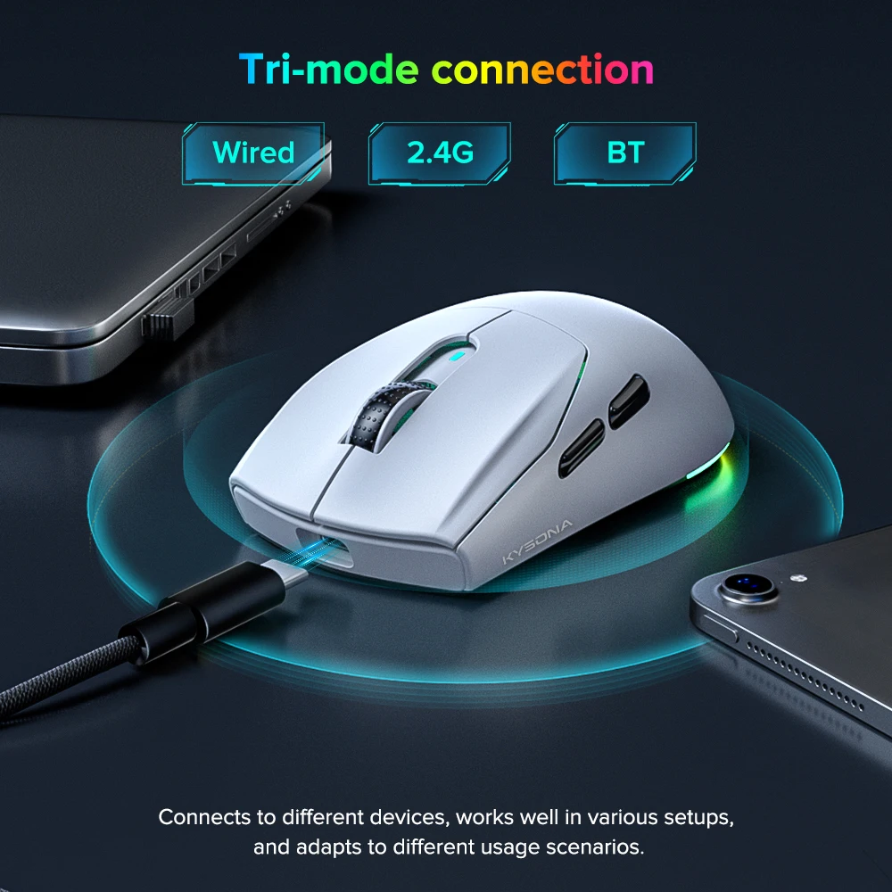 KYSONA M660 Wireless Gaming Mouse Bluetooth Mice Ergonomic 57g Lightweight 1KHz Polling Rate 24000DPI For Laptop PC gaming mouse wireless gaming mouse