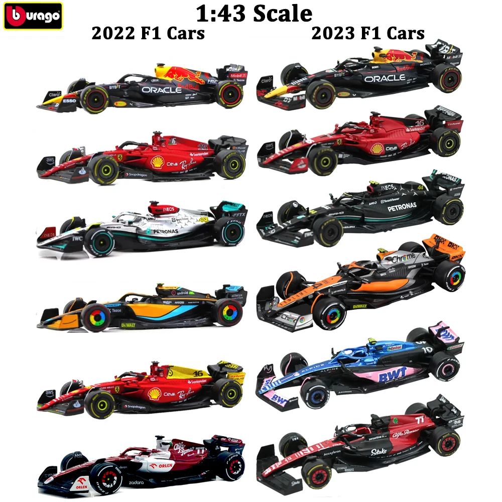 2023 1/43rd Scale Bburago F1 Ferrari, Mercedes, and Red Bull