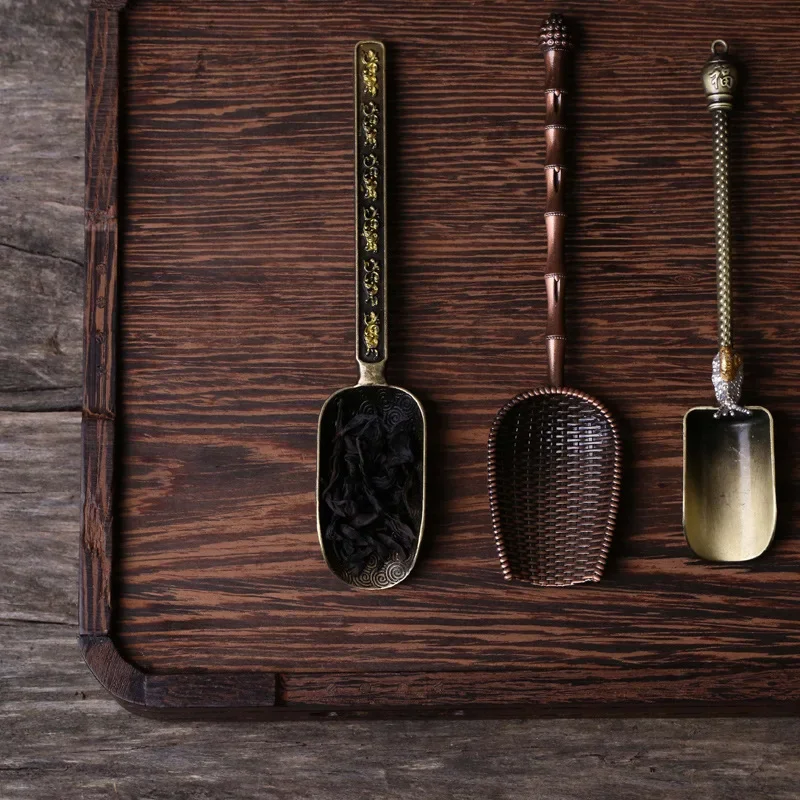 Teaspoon Divided Teaspoons Single Small Japanese Wooden Long Handle Alloy Spoon Tea Ceremony Tea Shovel Spoons tea spoons
