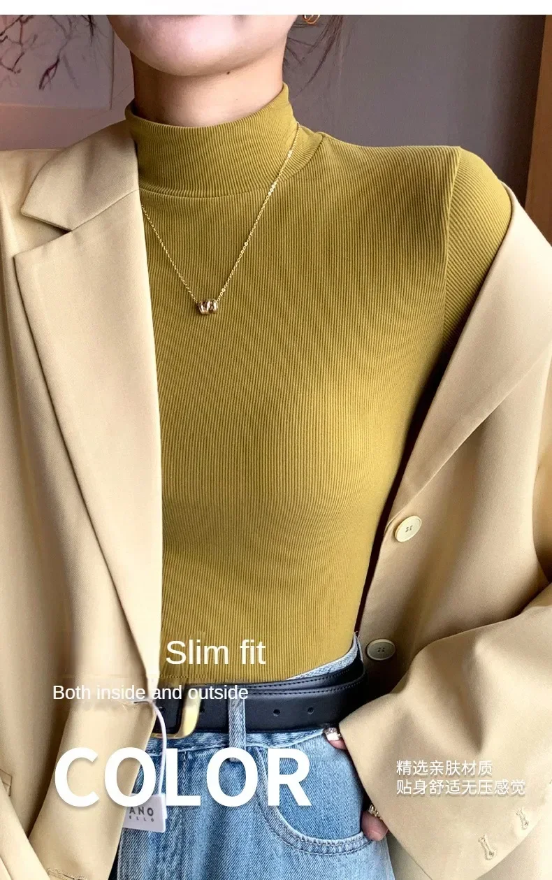 Women Autumn Winter Turtleneck Sweater Vintage Solid Basic Knitted Tops Casual Slim Pullover Korean Fashion Simple Chic Jumpers