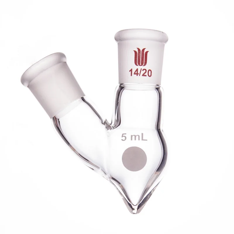 SYNTHWARE Two Necked Heart-shaped Lab Volumetric Flask Pear shaped Flask Capacity 5mL 10mL 15mL 25mL 50mL Borosilicate glass F34