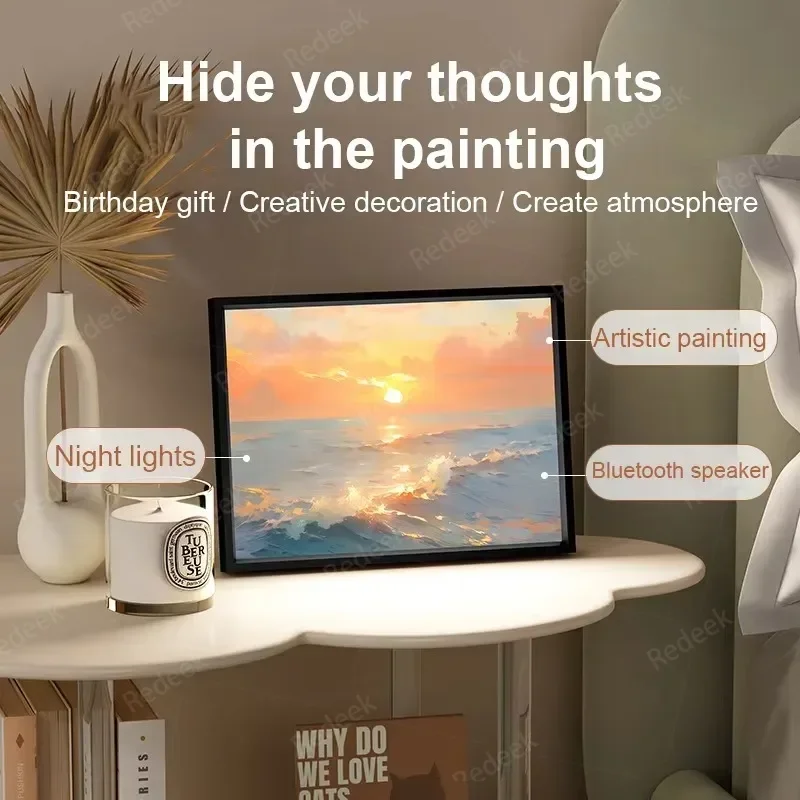 NEW Portable Bluetooth Speaker Light Painting Speaker Home Wireless Luminous Decorative Painting Art Ornaments