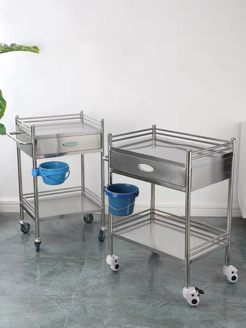 

Unembroidered Steel Instrument Table Medical Trolley Medical Vehicle Instrument Car Hand-pushed Therapy Car Beauty Car