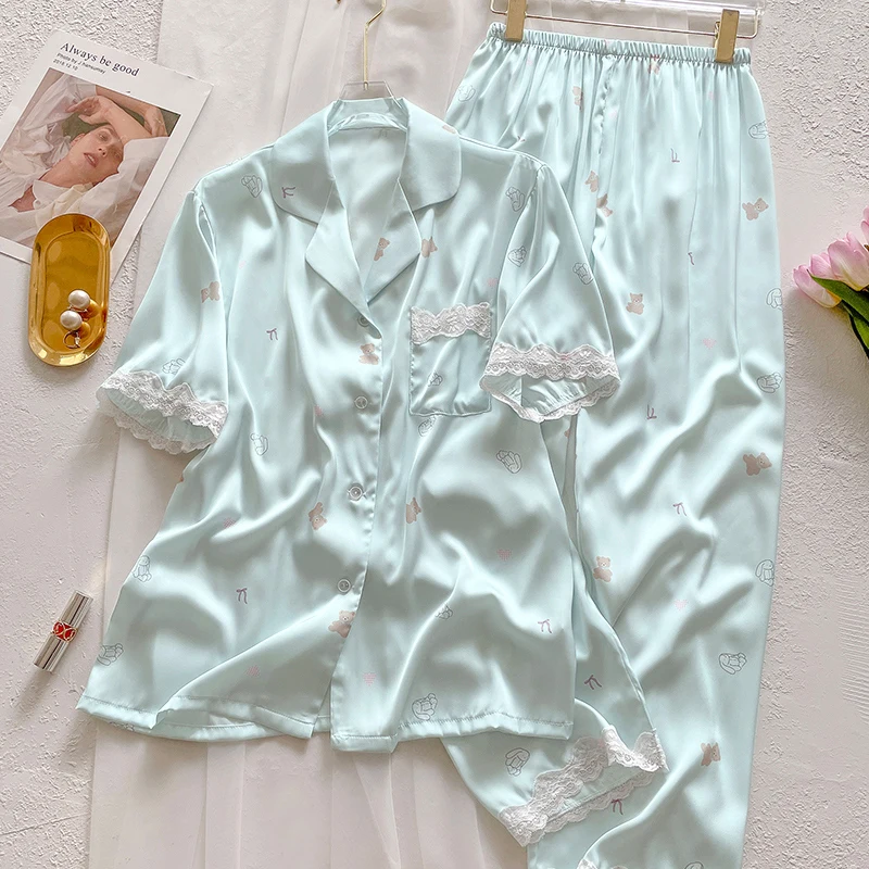 بيجامة نسائية كرتونية صغيرة كورية ، ملابس نوم دانت...