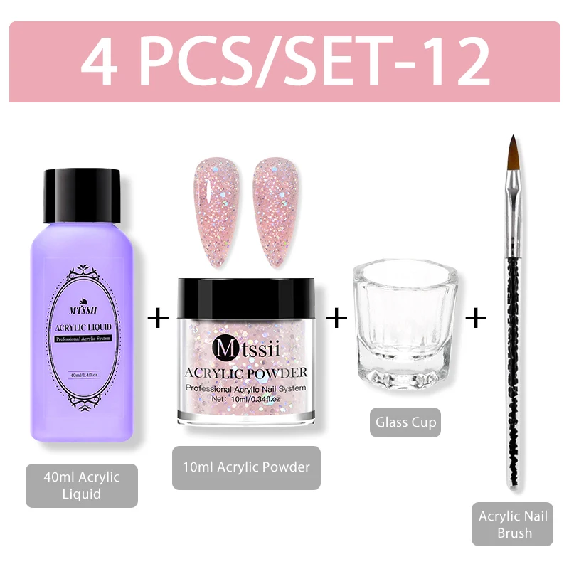 Acrylic Powder Crystal Flower Carve Nail Art Extension Builder Manicure Acrylic Dipping Powder Liquid Tool Kit 4PCS Set nail acrylic liquid nail powder acrylic nail powder nail kit manicure tools nail tools