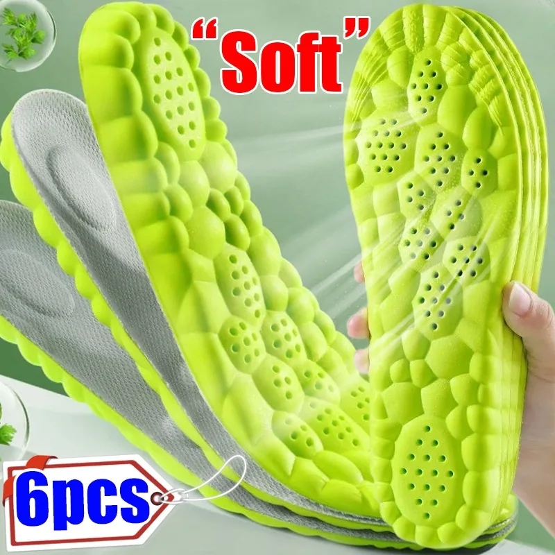 4D Sport Insoles Soft Breathable High-elasticity Shock Absorption Running Shoe Pad for Men Women