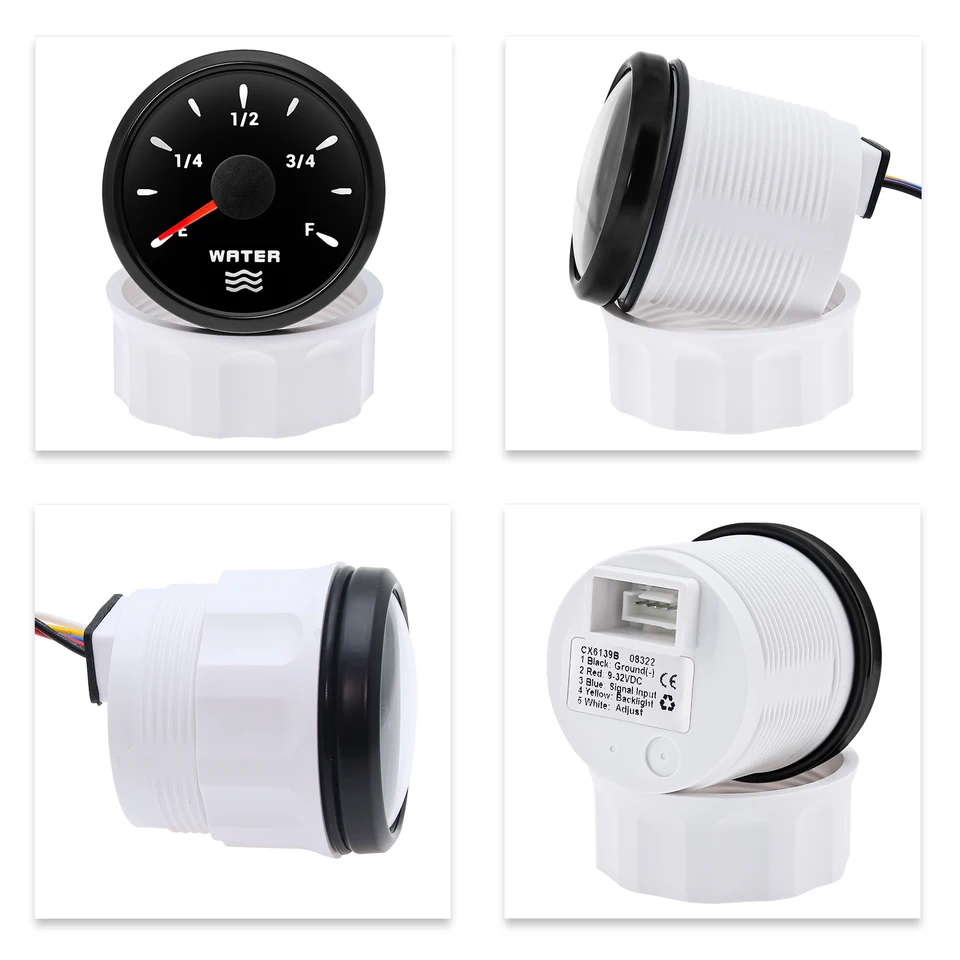 Water Level Gauge, Voltage Meter for Boats, 52MM/2in 3-in-1