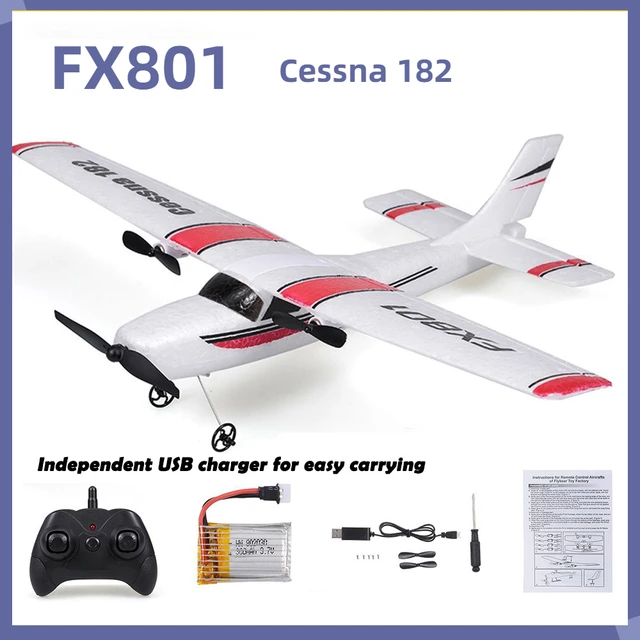 Avião Controle Remoto Cessna 182 Fx801 2,4ghz Pronta Entrega