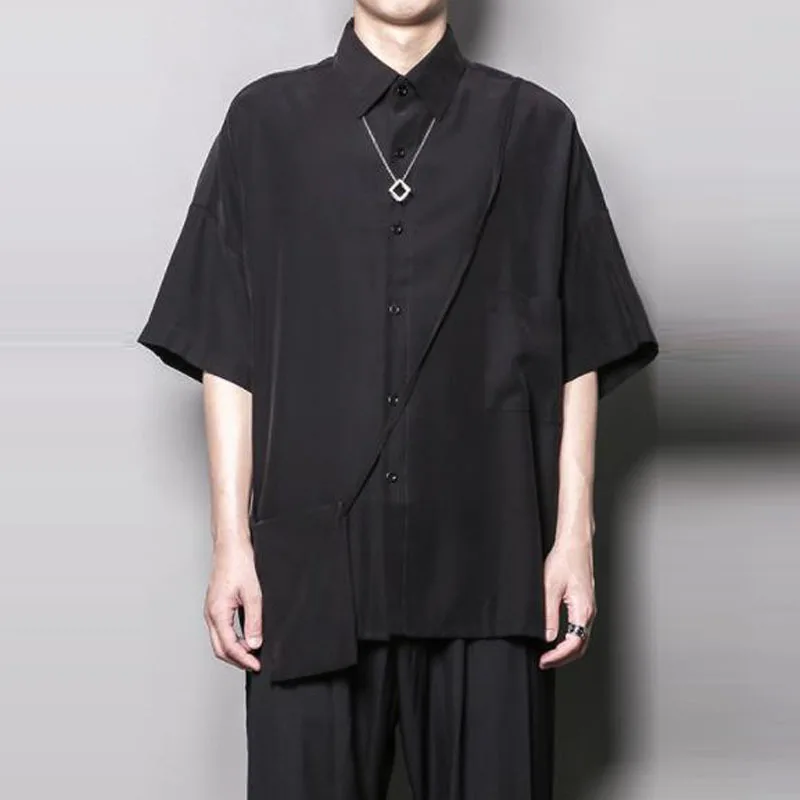 

Large Unisex Versatile Casual Loose Short Sleeve Shirt Summer Loose Youth Fashion Simple Versatile Black Top