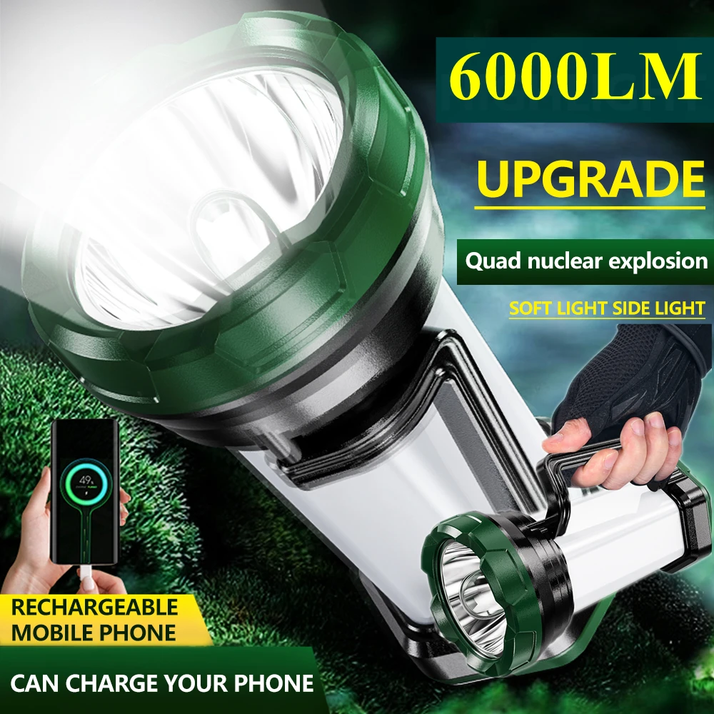

Portable LED Flashlight USB Rechargeable Lantern Outdoor Searchlight Handheld Spotlight Floodlight Emergency Torch Work Light