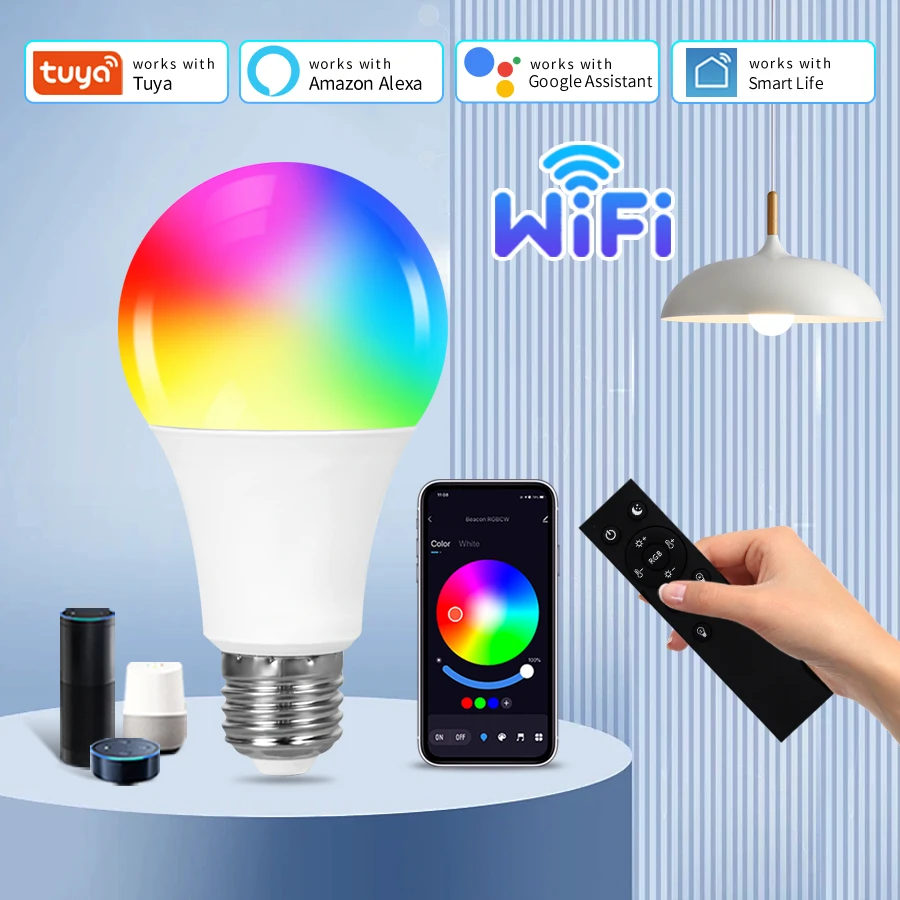 Smart Led Light Bulbs Wifi Tuya E27 Led Light Bulbs 220V 110V 10W Smart Life RGB Lamp App Voice Remote Control Dimmable Alexa Google Assistant Alice