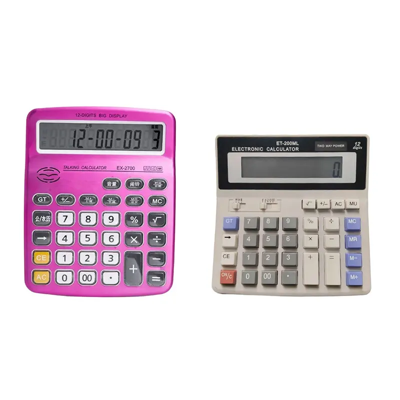 학생용 책상 계산기 대형 12자리 디스플레이 기본 계산기 데스크탑 큰 버튼 사무실 작업 가정 및 학교용