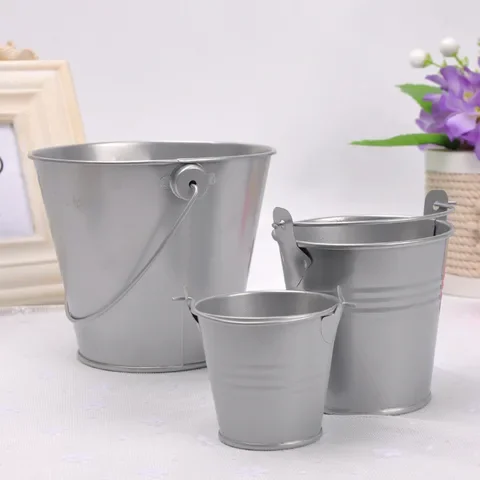 

Metal Mini Bucket Tin Candy Gift Box Wedding Party Souvenirs Pails Gift Tinplate Dragee Chocolate Bar Decor Candy Buckets