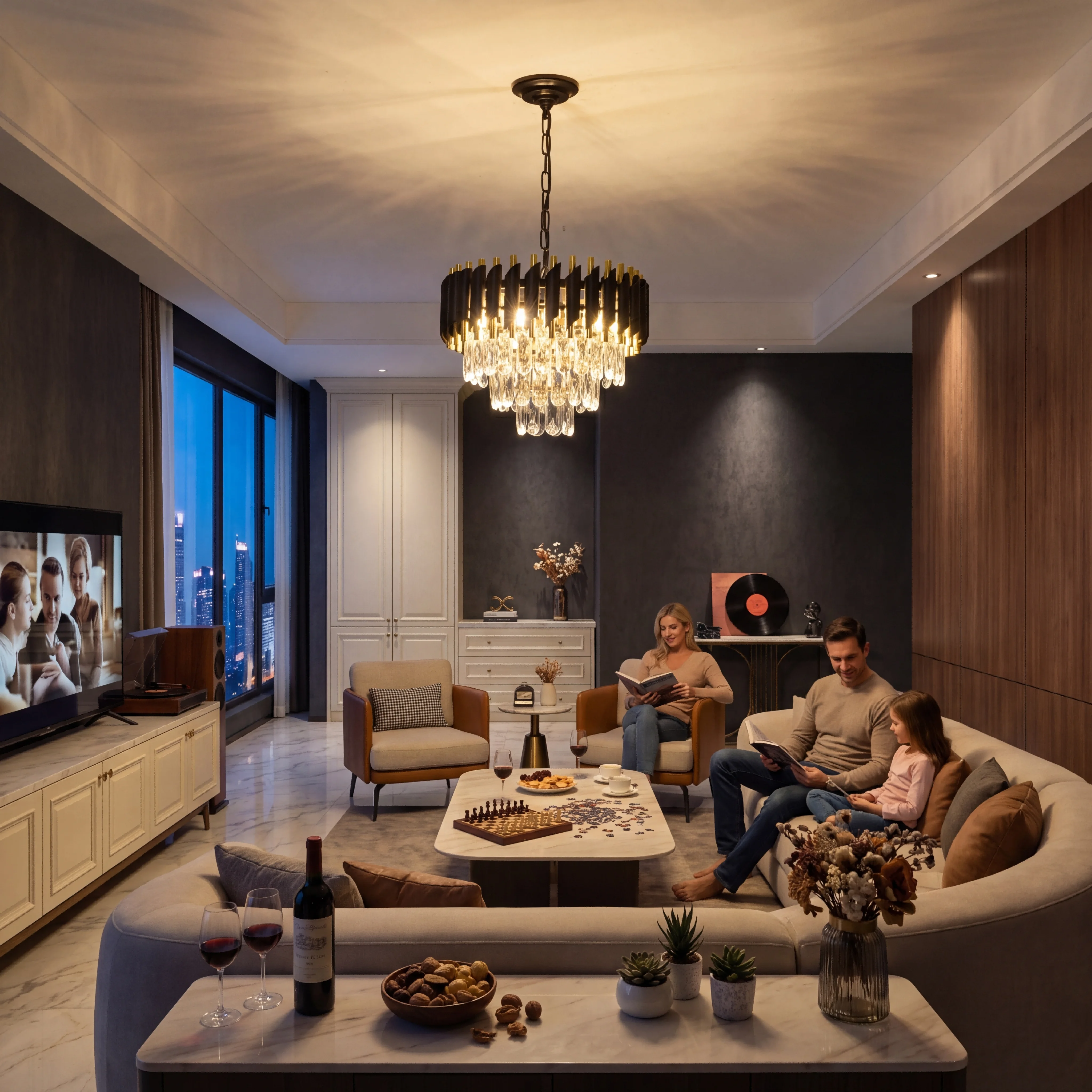 Modern Black & Gold Chandelier 2