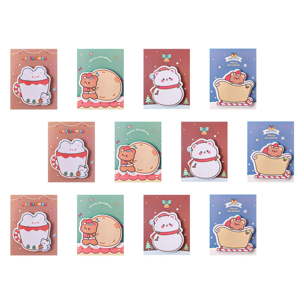 

12 Pcs Christmas Sticky Notes Decor Sticker Decors Label Memo Stickers Message Pad Self Adhesive Paper Student Xmas