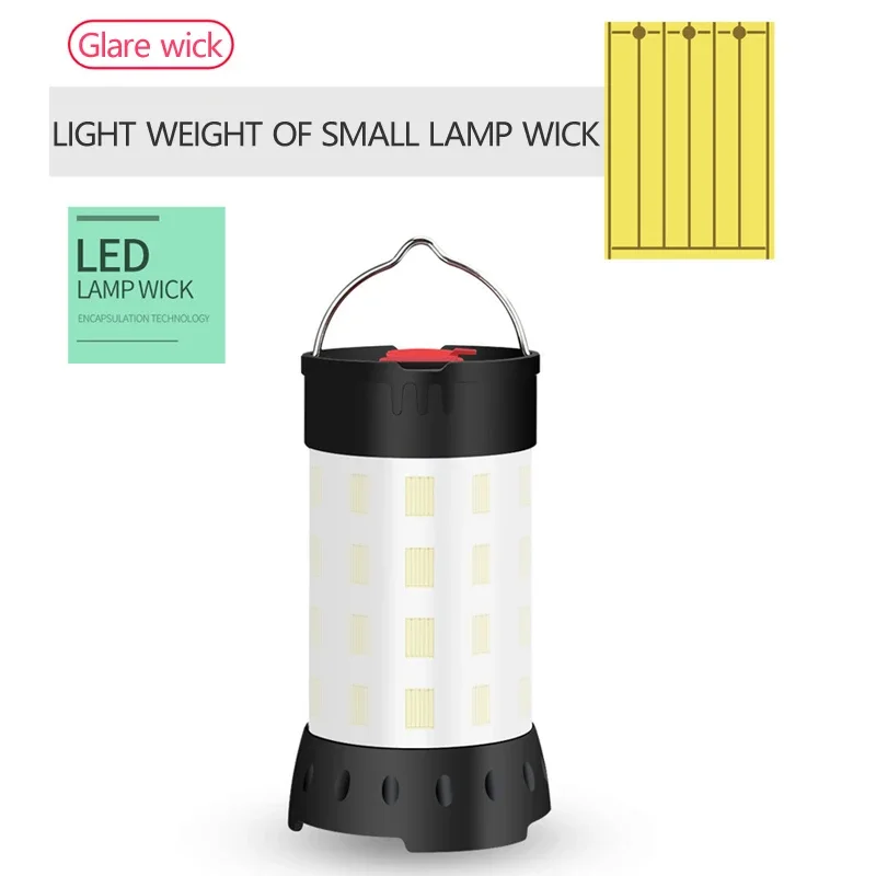Portable Camping Light USB rechargeable mini camping tent light 5 modes with hook magnet built-in 18650 battery white red