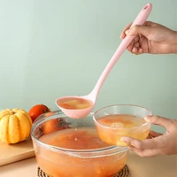 Long Handle Silicone Soup Spoon Large Ramen Noodles Tablespoons Hot Pot Porridge Ladle Scoop Kawaii Japanese Kitchen Utensils 5