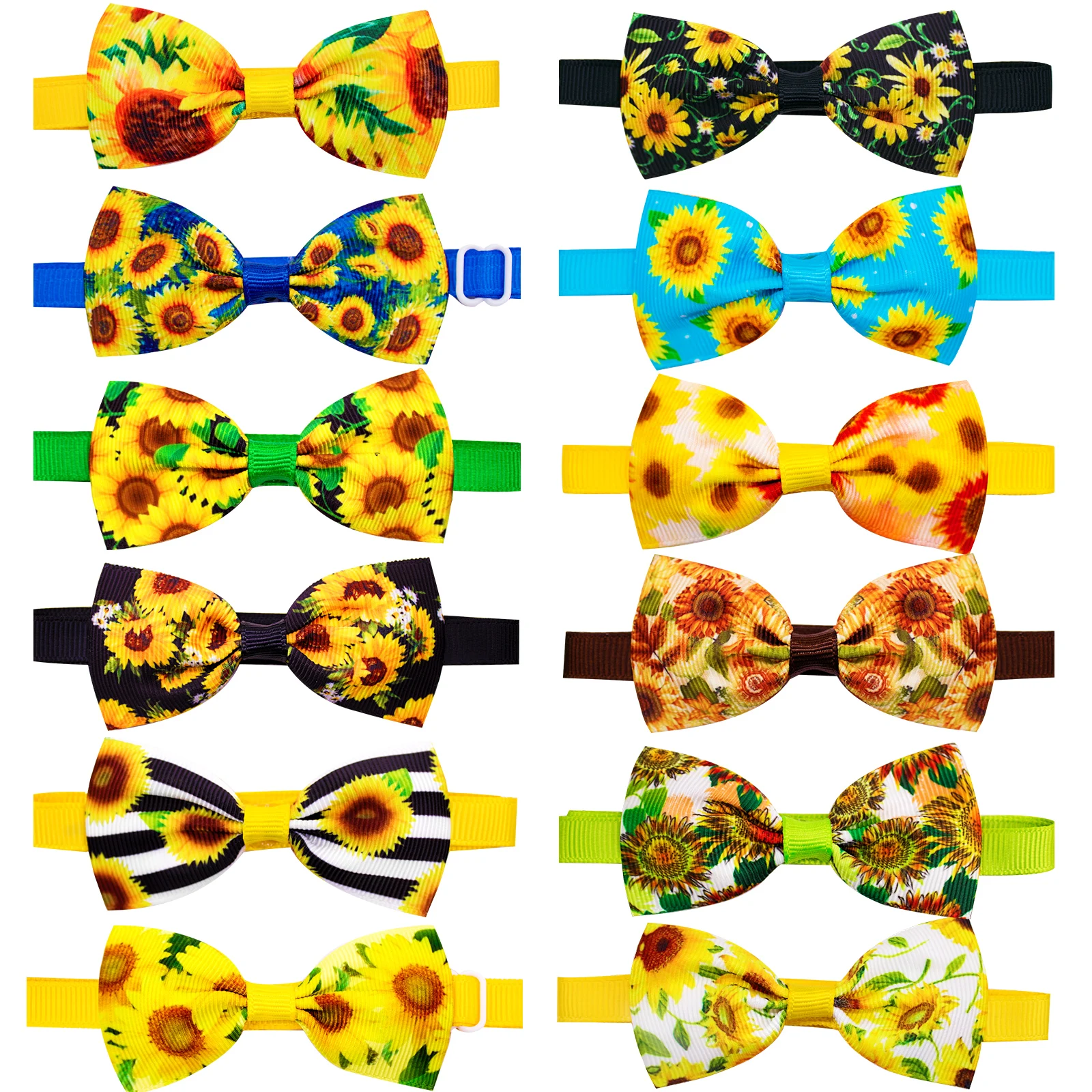 

50/100pcs Small Dog Accessories Dog Bow Tie Summer Sunflowers Dog Accessories Dogs Cat Bowties Collar Neckties Pet Supplies