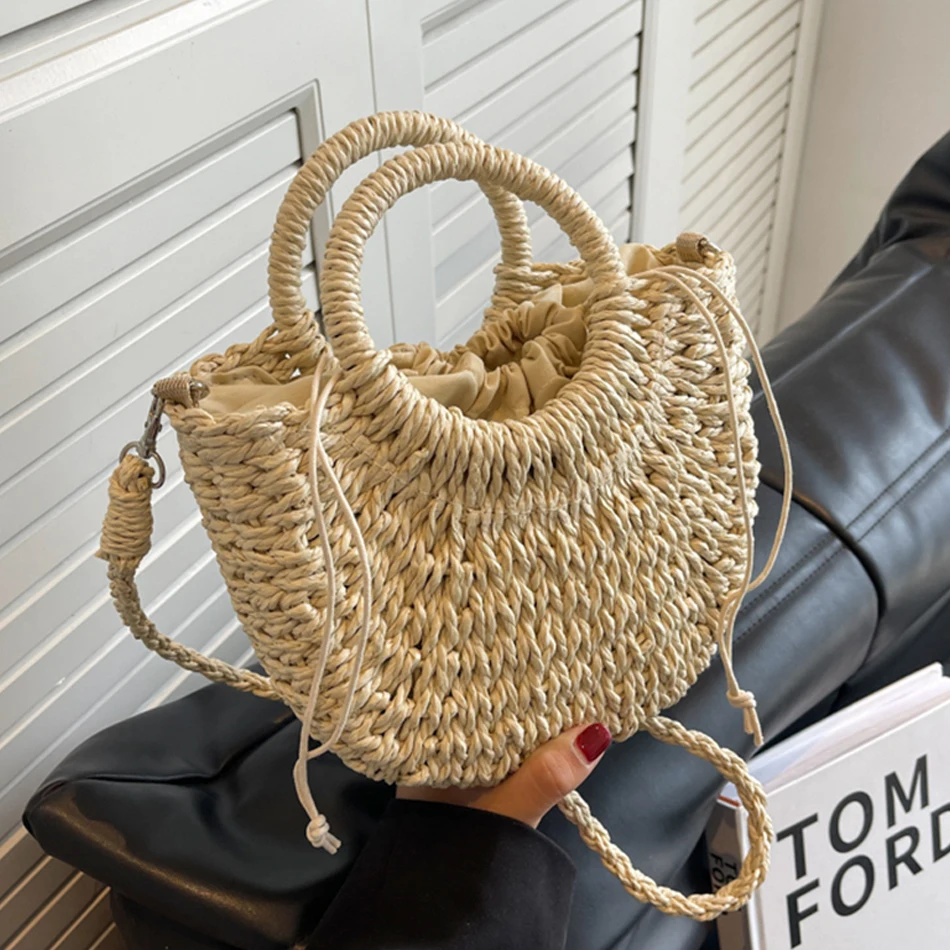 

Summer handmade turf women's shoulder suitable for female luxurious top handbag, casual moon shaped handbag, brand beach