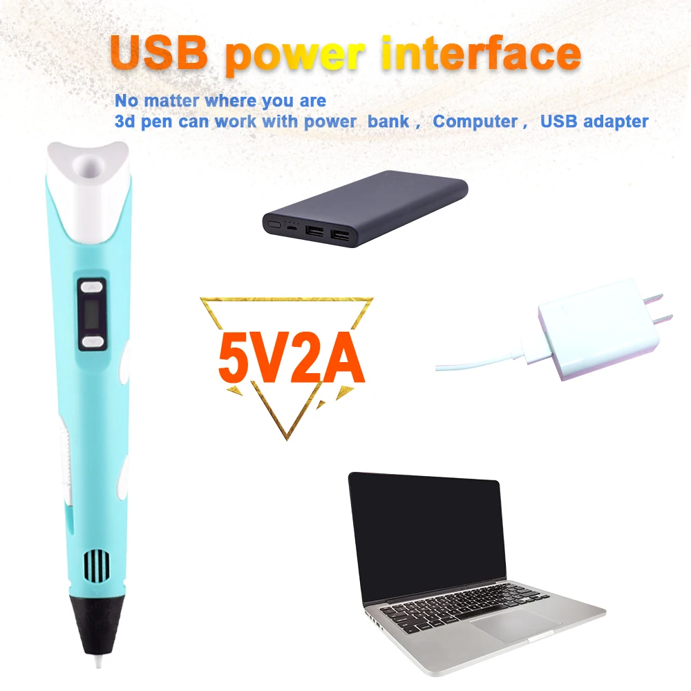 3D Pen for Children 3D Drawing Printing Pencil with LCD Screen Compatible PLA Filament DIY Toys for Kids Christmas Birthday Gift