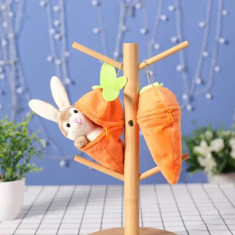 귀여운 창의적인 당근 토끼 봉제 인형, 분리형 변형 토끼 당근 가방 펜던트, 부활절 바구니, 어린이 선물, 10cm
