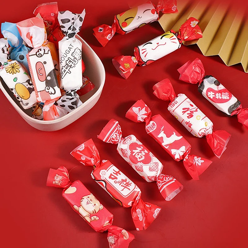 DIY 수제 새로운 스타일 두꺼운 크리스마스 파티 선물, 누가 캔디 포장, 오일 페이퍼 우유 캔디 태피 래퍼, 식품 포장, 100 개