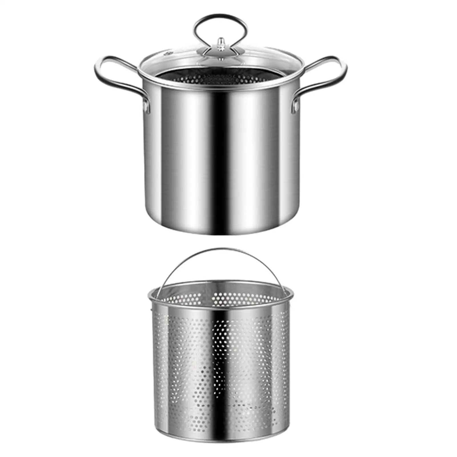 Deep Frying Pot with Strainer Basket Gadget French Fries Pan Cooker Cooking Pot for Party Dining Room Camping Restaurant Picnic