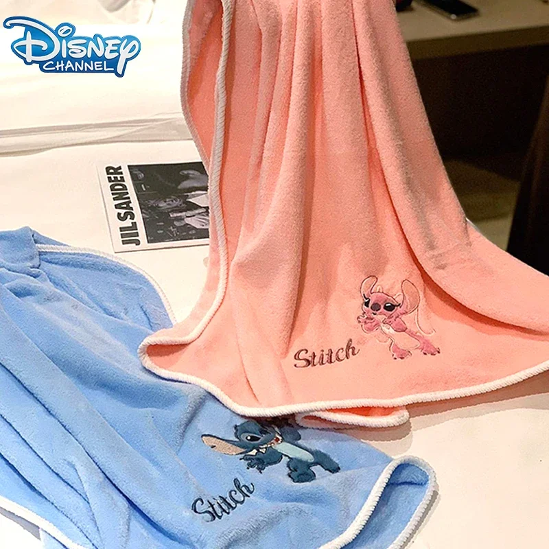 Disney-Juego de toallas de baño Stitch, dibujos animados, lindo Ángel rosa, muebles de baño, Regalos divertidos