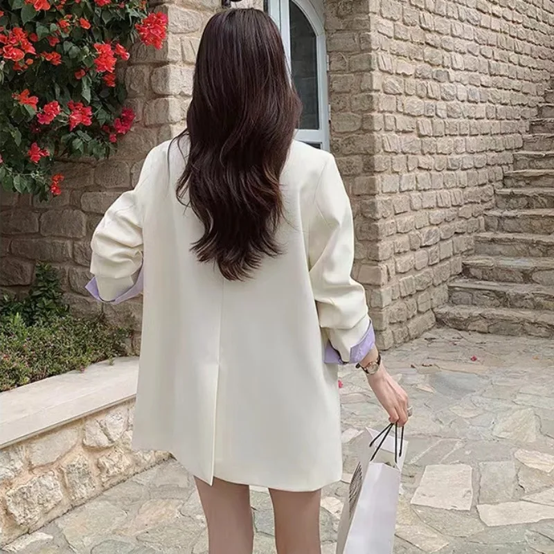 DAYIFUN Fake Two Piece Design Suit Coats Women's 2023 Autumn/Winter New Stylish Contrast Color Blazers Casual Versatile Jackets