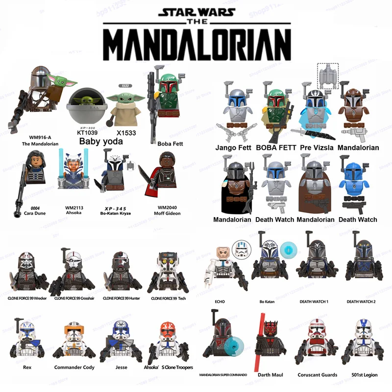Star Wars Mandalorians Mini figuras para crianças, blocos de construção montados, bonecos modelo kawaii, brinquedos fofos, presente para meninos, 4-5cm