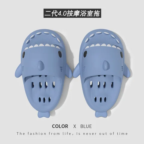 46 47 4cm Thick Sole Bath Shark Slippers Man Women 2022 Summer Antiskid Hollow Out Home Indoor Household Man Slippers