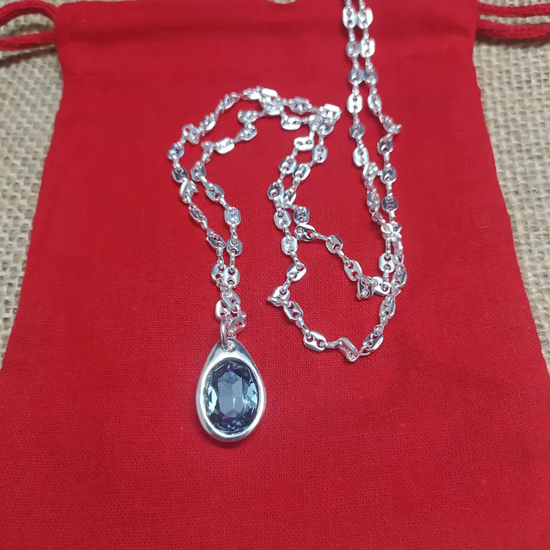

YS 2022 New Spanish blue crystal necklace with high quality European and American style silver high free shipping gift