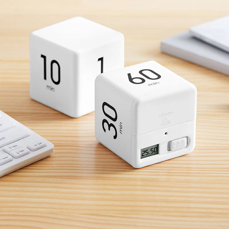 White Color Cube Kitchen Timer Cubic Minutes For Time Management Kids Workout Cooking Accessories Cocina Tools |