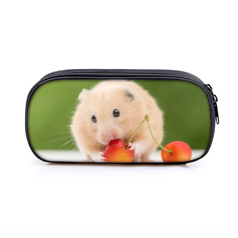 Cute Animal Hamster Print Pencil Bags Women Cosmetic Cases Toilet