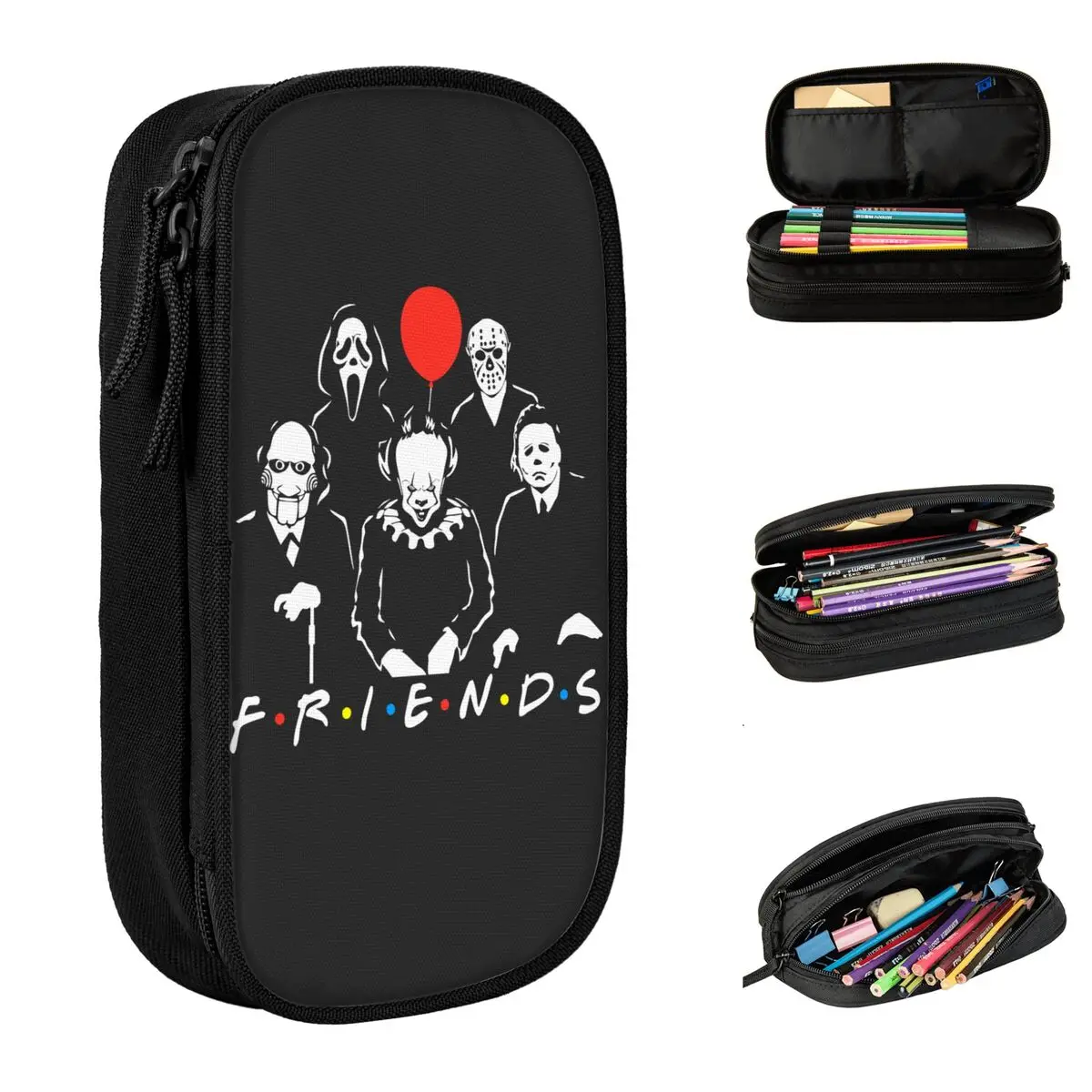 

Horror Friends Pennywise Michael Myers Jason Voorhees Halloween Pencil Cases Pen Holder Bag Large Storage School Pencilcases