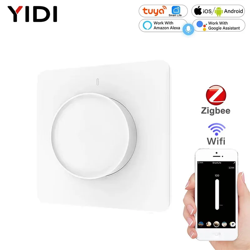 ZigBee WiFi สมาร์ทโรตารี่ Light Dimmer Switch Smart Life/Tuya ไร้สายรีโมทคอนโทรลความสว่างหน่วยความจำทำงานร่วมกับ Alexa Google EU 1