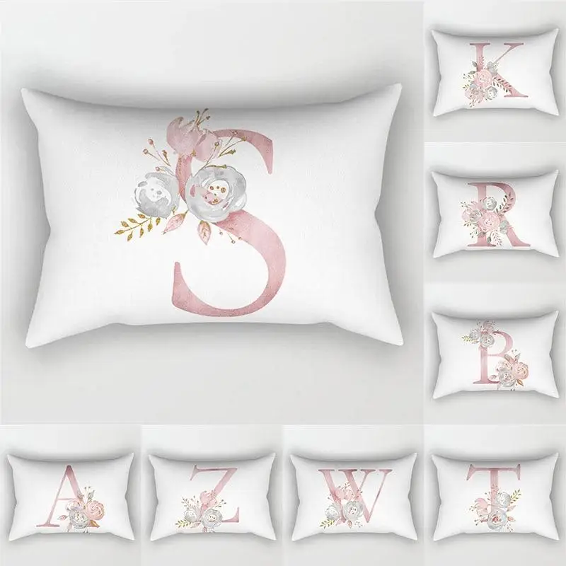 Pink Letter Cushion Cover 30x50 Polyester Pillowcase Sofa Cushions Decorative Throw Pillows Home Decoration Pillowcover