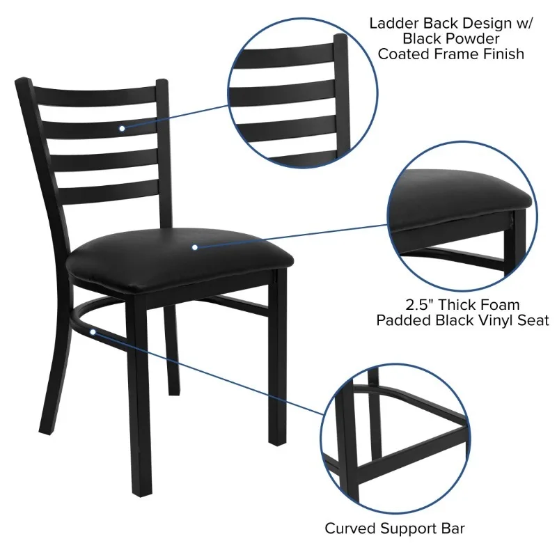 Series Ladder Back Metal Dining Chair for Restaurants, 3