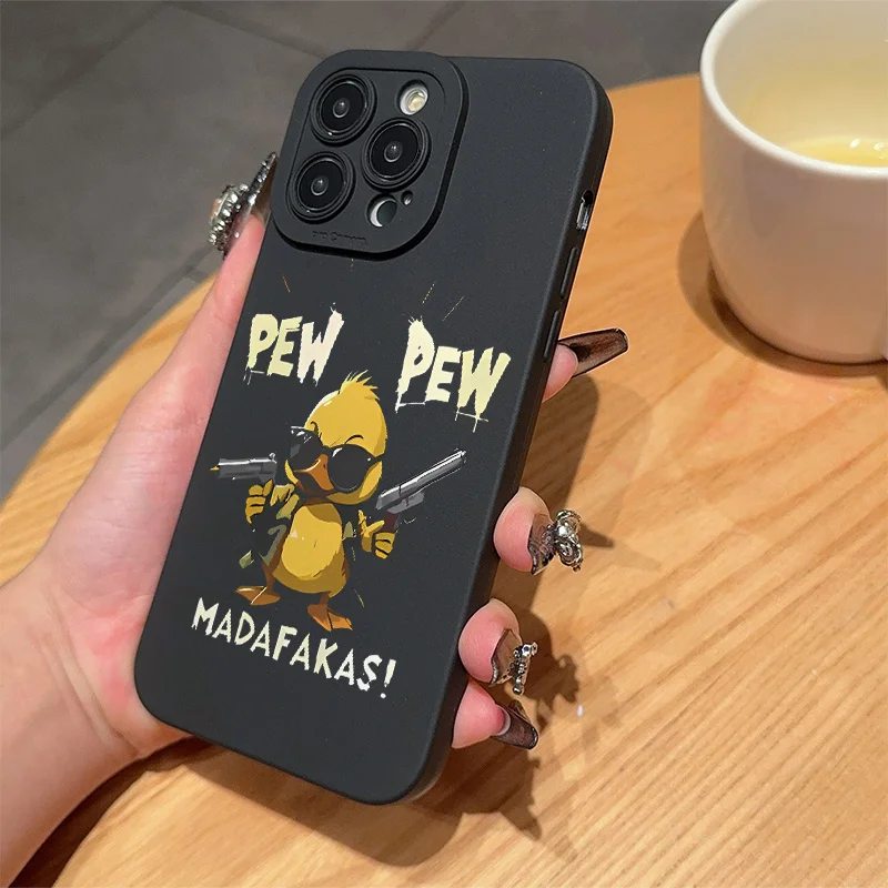 Black Duck Cartoon Design TPU Full Coverage Apple iPhone 12/13/14/15/16 Pro Max