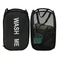 Portable Mesh Pop Up Laundry Hamper Wide Opening Breathable Collapsible Space-Saving Laundry Basket Dorm Travel Bathroom Items 2