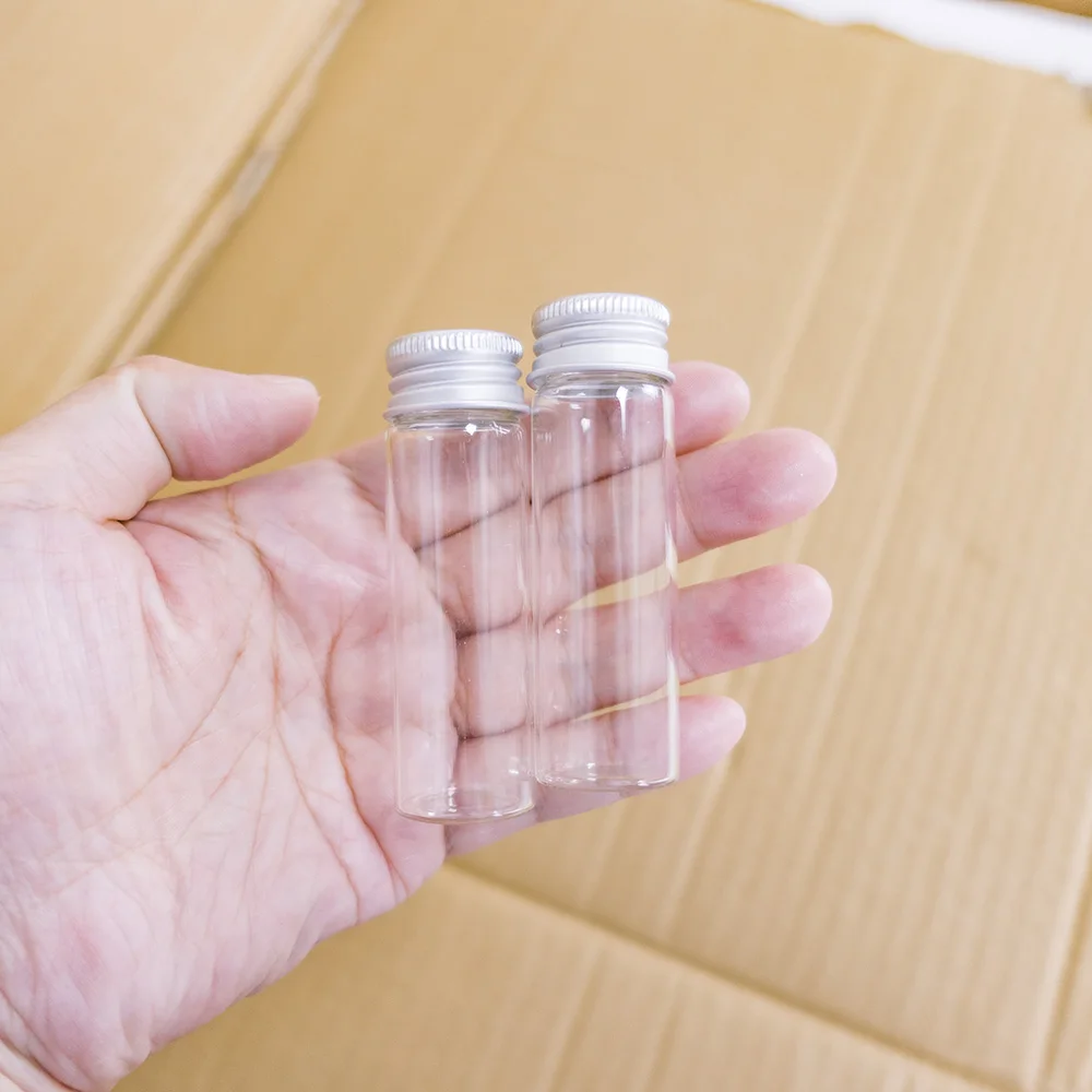 5ml 8ml 10ml 12ml 20ml 25ml 30ml Tiny Transparent Glass Bottles with Silver Aluminium Screw Cap Cute Jar Vials DIY Craft 100pcs 4