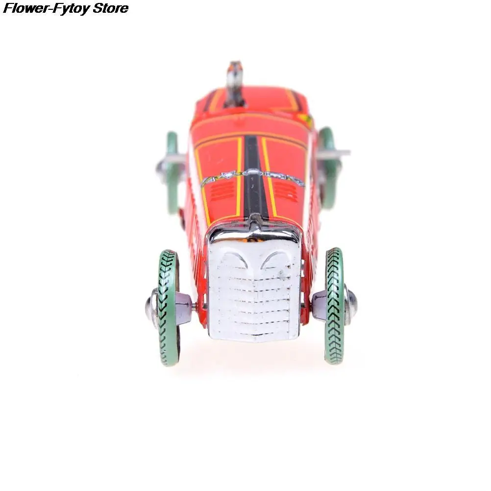1Pc Iron Metal Handicraft Vintage Windup Classic Red Race Car Model Clockwork Tin Vehicle Toy Collectable Gift wind up toy