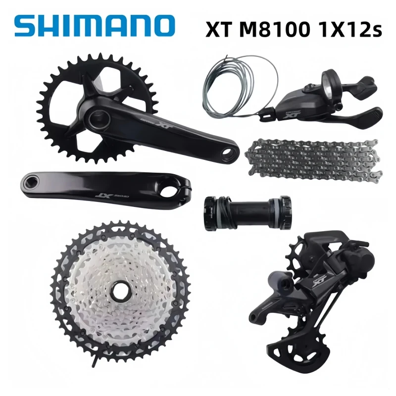 SHIMANO DEORE XT FC-M8100 BB-MT800 セット Shimano Deore XT M8100 1x12 Speed Groupset Crankset 165mm