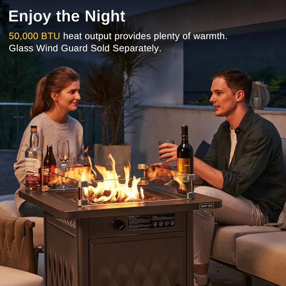 28'' Propane Fire Pit Table, 50,000 BTU Steel Gas FirePit for Outdoor, Outside Patio Deck and Garden