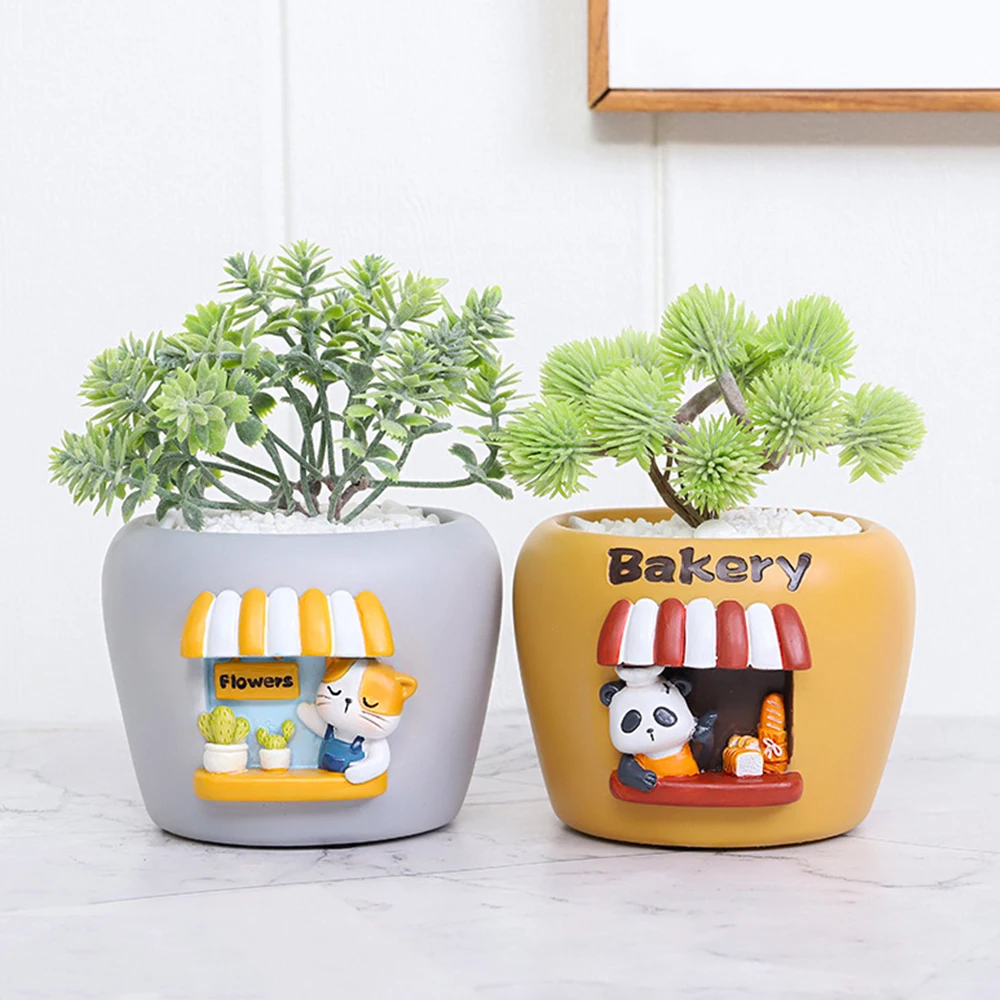 

Cute Animal Flower Pot Resin Succulent Pot Planter Home Decor Indoor Decoration Desktop Ornaments Bonsai Plant Pot