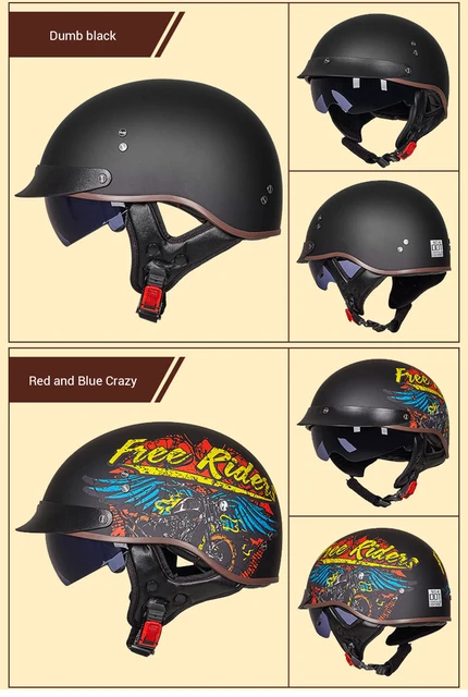 Casque de moto rétro pour homme, accessoires de moto, été, visage ouvert,  scooter, motard, lentille pare-soleil, certification DOT - AliExpress