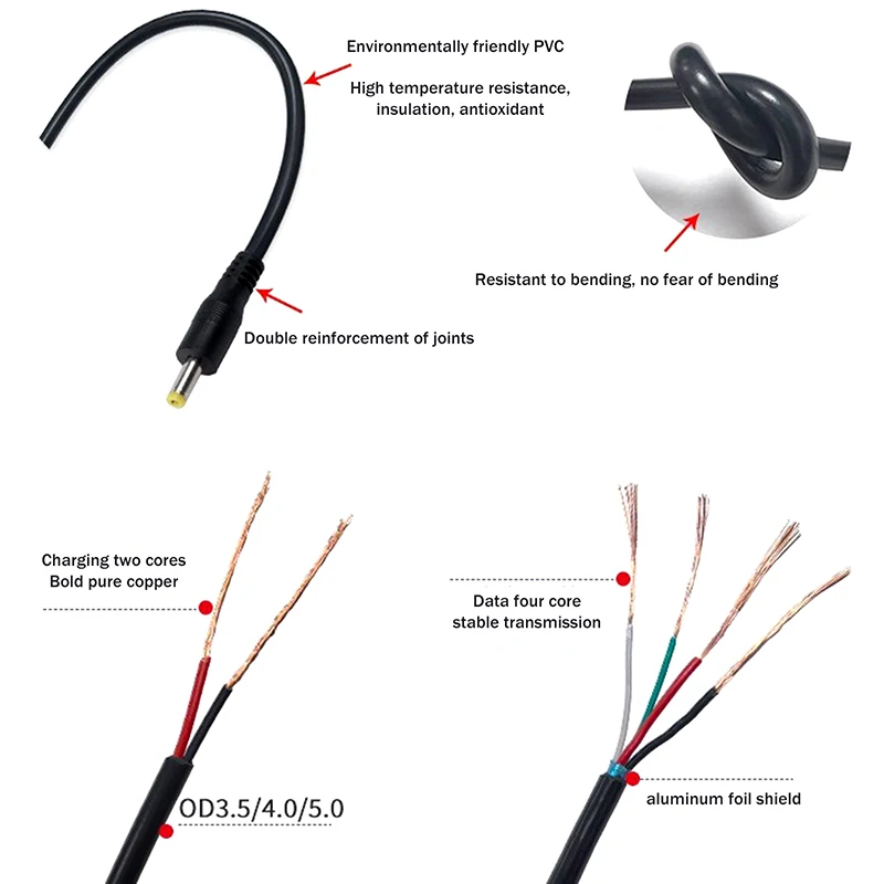 1Pcs 100CM 전원 USB 충전기 케이블 DC 4.0mm 플러그 DC4017 100 110 게임 플레이어 5V2A 충전